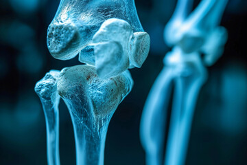 Radiographic Knee with Osteoarthritis, Panoramic Composition with Technology Colors and Neon Lighting - Powered by Adobe