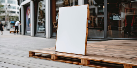 empty billboard on the street in front of the restaurant, Mock up Signboard Blank sign stand shop Restaurant cafe Menu