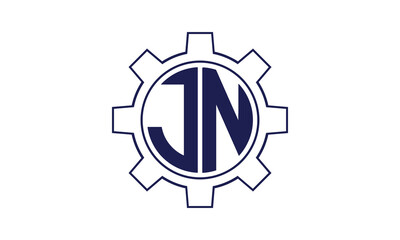 JN initial letter mechanical circle logo design vector template. industrial, engineering, servicing, word mark, letter mark, monogram, construction, business, company, corporate, commercial, geometric