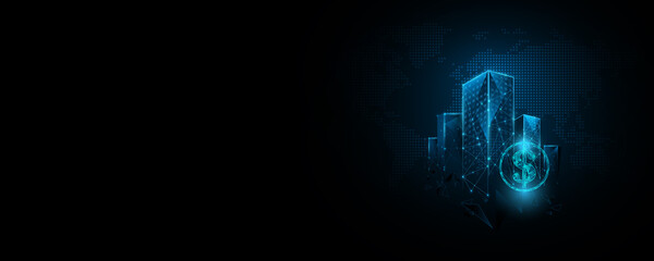 Urban development technology concept background image financial communication network