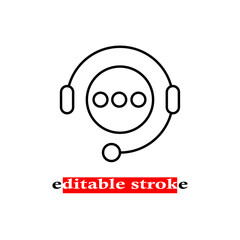 minimal editable stroke hotline icon. flat linear change line thickness simple operator logotype graphic unique design isolated on white. concept of client network for ecommerce and user consultation