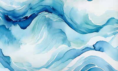 Sewing fabric with Vector ocean watercolor soft blue and white wavey ...