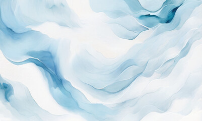 Obraz premium Vector ocean watercolor soft blue and white wavey curve line background. Blue water ocean sea wave seamless background.