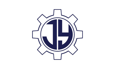 JY initial letter mechanical circle logo design vector template. industrial, engineering, servicing, word mark, letter mark, monogram, construction, business, company, corporate, commercial, geometric