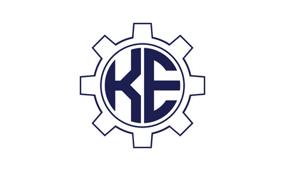 KE initial letter mechanical circle logo design vector template. industrial, engineering, servicing, word mark, letter mark, monogram, construction, business, company, corporate, commercial, geometric
