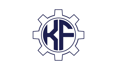 KF initial letter mechanical circle logo design vector template. industrial, engineering, servicing, word mark, letter mark, monogram, construction, business, company, corporate, commercial, geometric