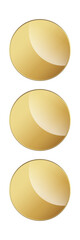Group of 3 Gold circle button on isolated white background and 3 luxury gold icon, element, symbol on isolated white. Vector illustration