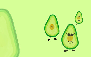 Avocado family. Healthy food. Weight management and well-being.