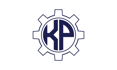 KP initial letter mechanical circle logo design vector template. industrial, engineering, servicing, word mark, letter mark, monogram, construction, business, company, corporate, commercial, geometric