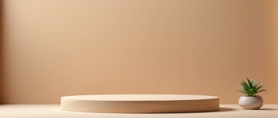 3d Beige podium for showcasing beauty products.