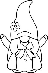 spring garden gnome Outline vector.
garden gnome coloring page vector.
