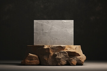 3d stone podium for product mockup