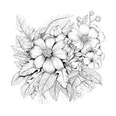 Elevate designs with dynamic black and white botanical vectors