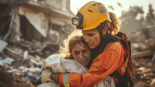 action to save victims of natural disasters carried out by rescue workers