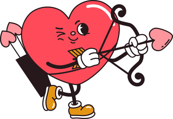 Cartoon Heart Character Shooting Love Arrows
