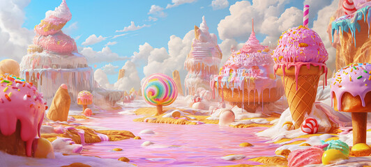 3D render of candy land