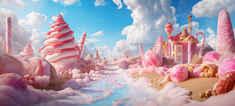 3D render of candy land