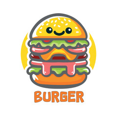 Logo burger with color yellow, editable stroke