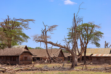 abandoned buildings of a luxury lodge in Amboseli NP