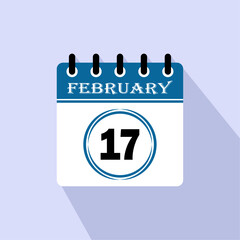 Icon calendar day - 17 February. 17th days of the month, vector illustration.