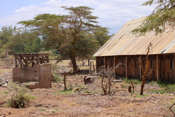 abandoned buildings of a luxury lodge in Amboseli NP