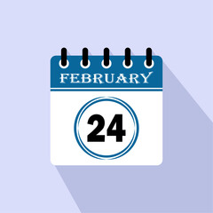 Icon calendar day - 24 February. 24th days of the month, vector illustration.