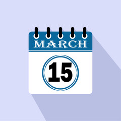 Icon calendar day - 15 March. 15th days of the month, vector illustration.