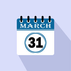 Icon calendar day - 31 March. 31th days of the month, vector illustration.