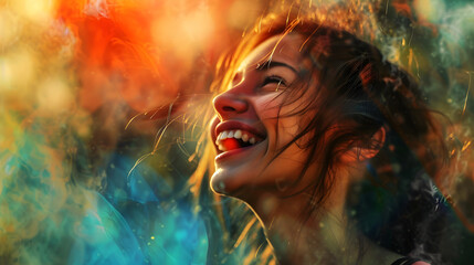 photography of beautiful woman smiling, girl laughing, young woman happy, photography of beautiful cheerful woman