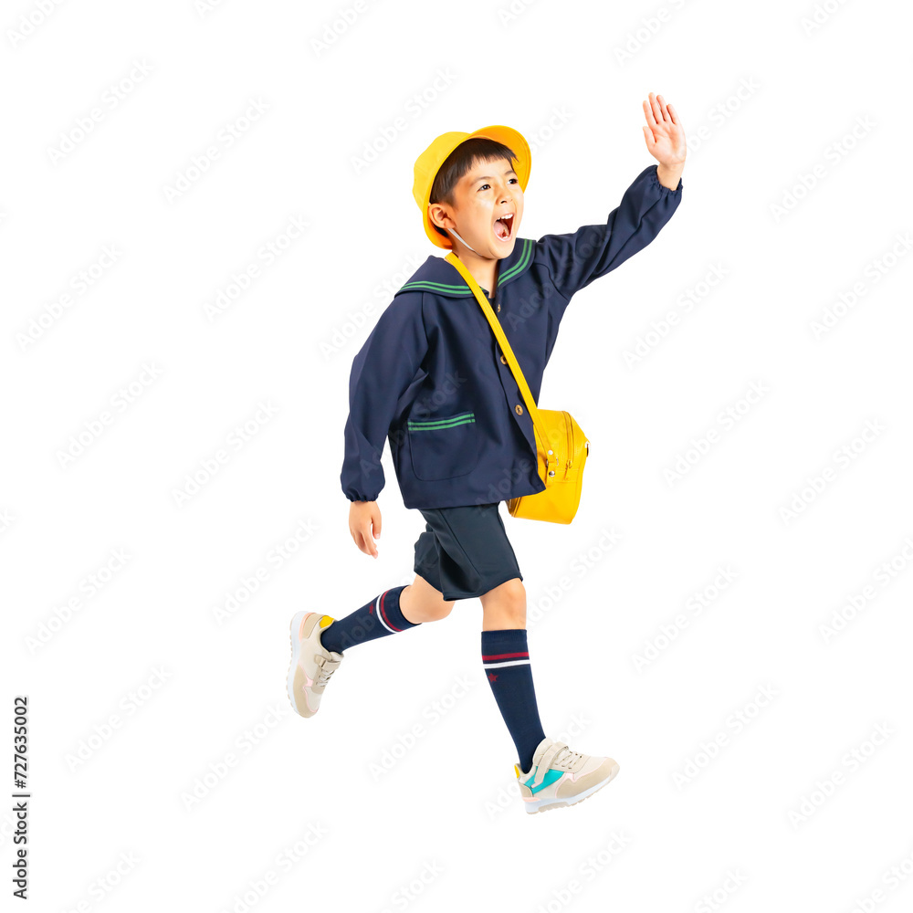 Aufkleber ジャンプする幼稚園児・保育園児の男の子　手作業で精密に切り抜いた背景透過全身写真png