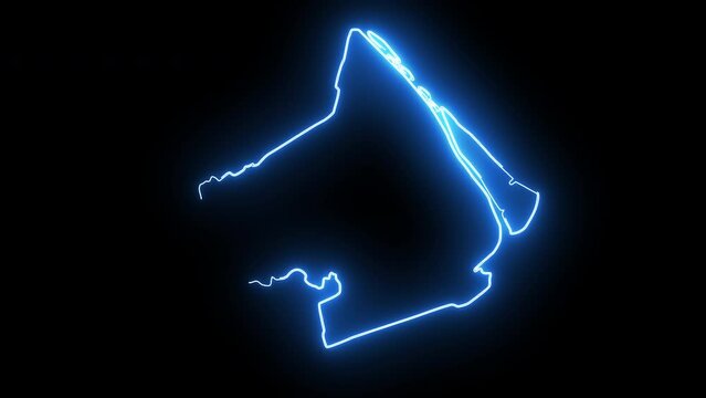 Animated map of Soc Trang in Vietnam with glowing neon effect