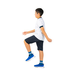 歩く体操服を着た男の子　手作業で精密に切り抜いた背景透過全身写真PNG