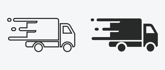 Fast delivery truck icons set. Vector illustration isolated white background, EPS 10 - obrazy, fototapety, plakaty