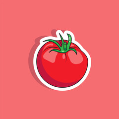 Vector illustration of tomato sticker, vegetable sticker 