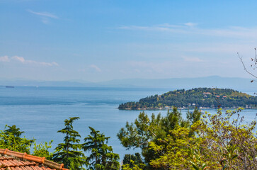 Sedef Island and Marmara sea scenic view from Buyukada island (Adalar, Turkey)