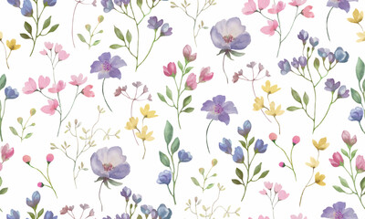 Seamless watercolor pattern. Hand drawn illustration isolated on pastel background. Vector EPS.
