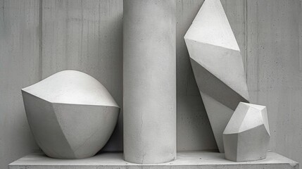 Composition of minimalist concrete forms. Shadows on abstract geometric shapes.