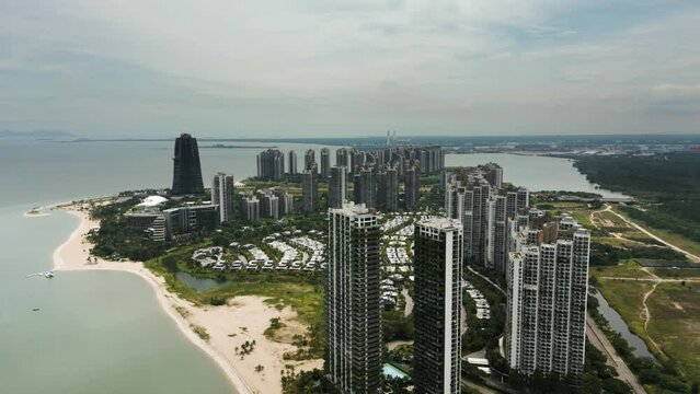 Forest City Johor Malaysia, Massive Housing Project Artificial City built on Reclaimed Land, Ghost Town Failed Megaproject with Negative Environmental Impact on the Straight of Johor - Powered by Adobe