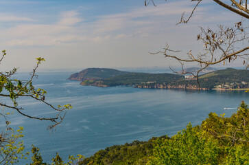 Heybeliada island scenic view from Buyukada National Park (Adalar, Turkey) 