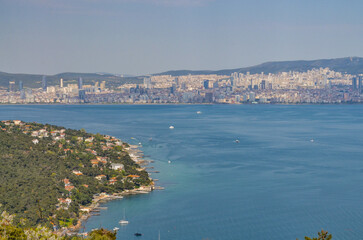 Istanbul Anatolian side scenic view from Buyukada island (Adalar, Turkey)