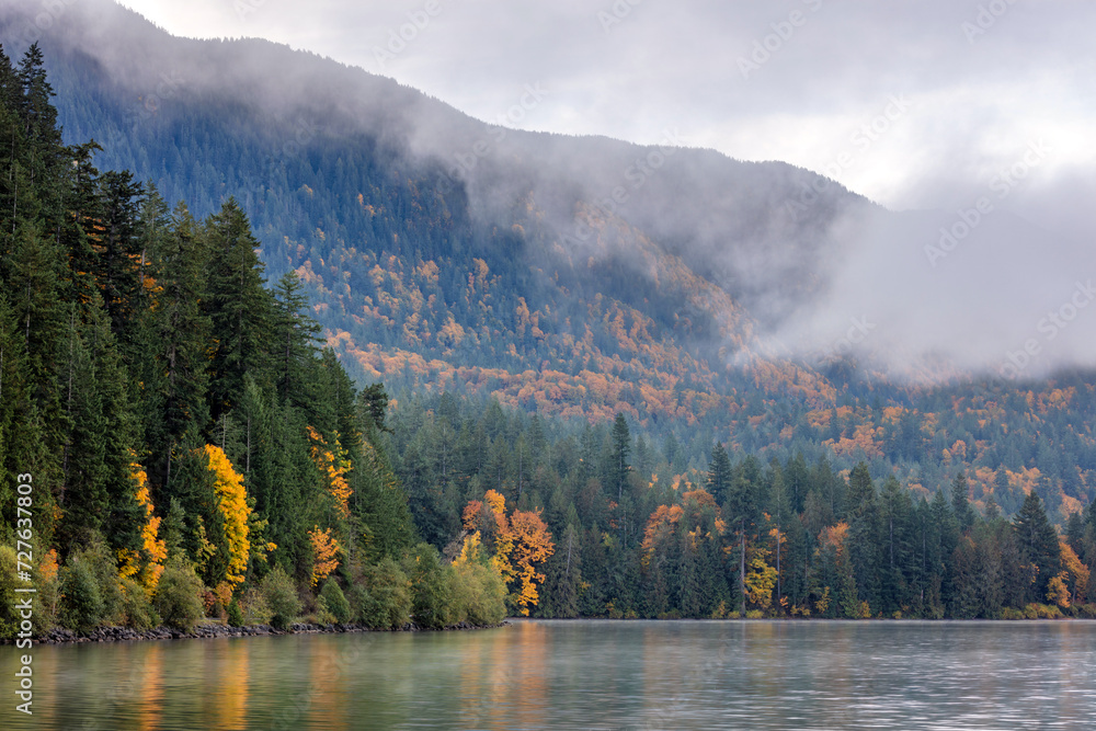 Wall mural autumn colors at cultus lake in chilliwack, canada