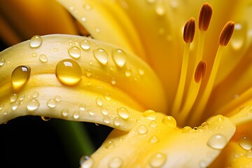Closeup of lily flower with waterdrop