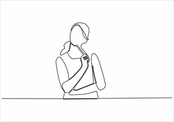continuous line drawing of thinking woman