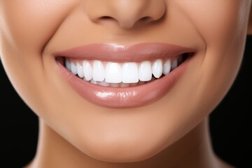Fototapeta premium Flawless smile. young woman showcasing perfectly healthy teeth after dental whitening