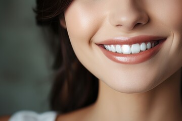 Flawless, radiant smile. teeth whitening at dental clinic - symbol of oral care and stomatology