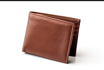 Brown Leather Billfold Wallet for Men with Isolated White Background. Ideal For Business and Cash