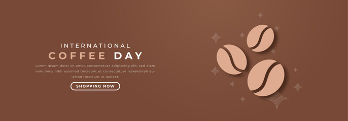 International Coffee Day Paper cut style Vector Design Illustration for Background, Poster, Banner, Advertising, Greeting Card