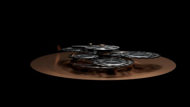 Clock Assembly Animation, background Mechanical Watch Works