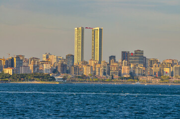 Fototapeta premium Fenerbahce district on Anatolian side of Istanbul scenic view from Adalar ferry 