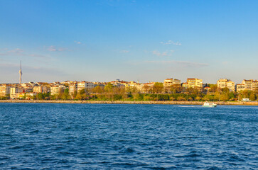 Moda district and Muhurdar coastal park scenic view (Istanbul, Turkey)
